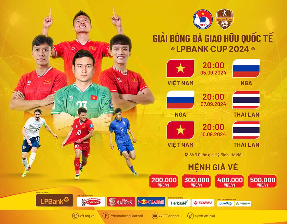 Lịch thi đấu giải giao hữu quốc tế LPBank Cup 2024. Ảnh: VFF